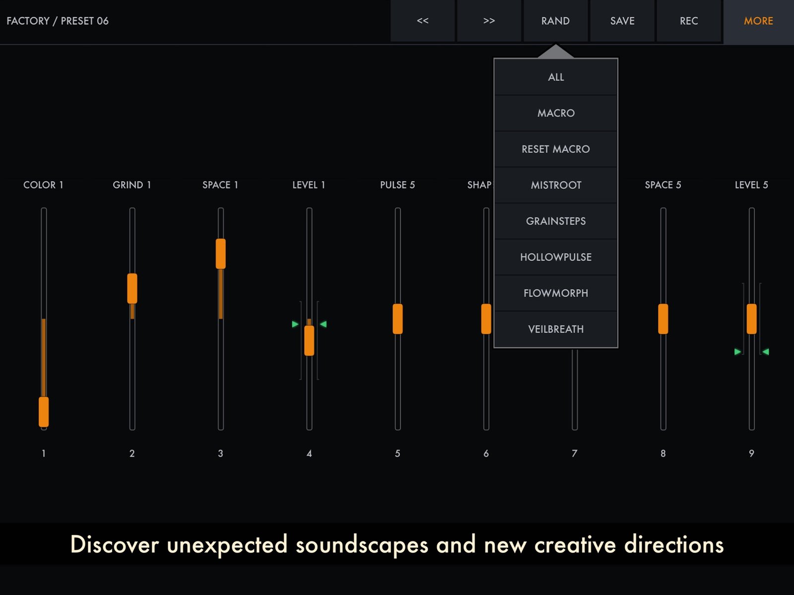HollowTone randomizer menu on iPad